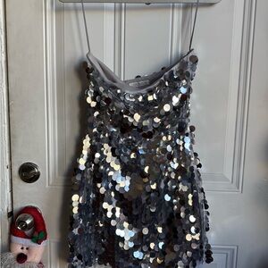 12th Tribe Silver Sequin Dress